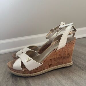 Women's White Guess Wedge Sandals